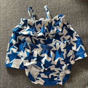 Hanna Andersson Blue and White Stars Romper 6-12 months